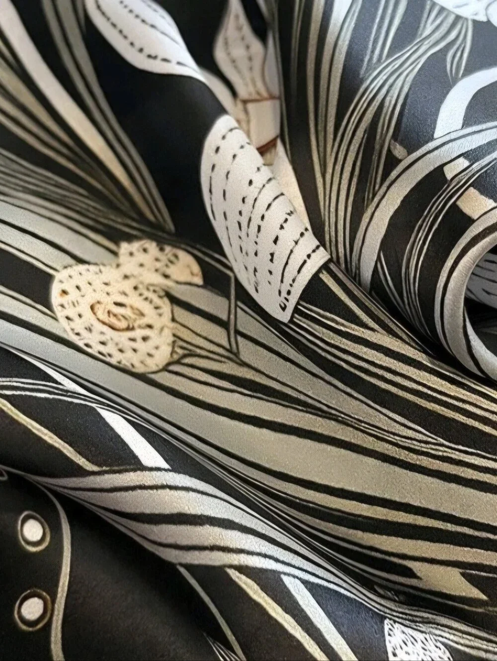 NWOT 100% Mulberry Silk Scarf BlackW/White Floral 21